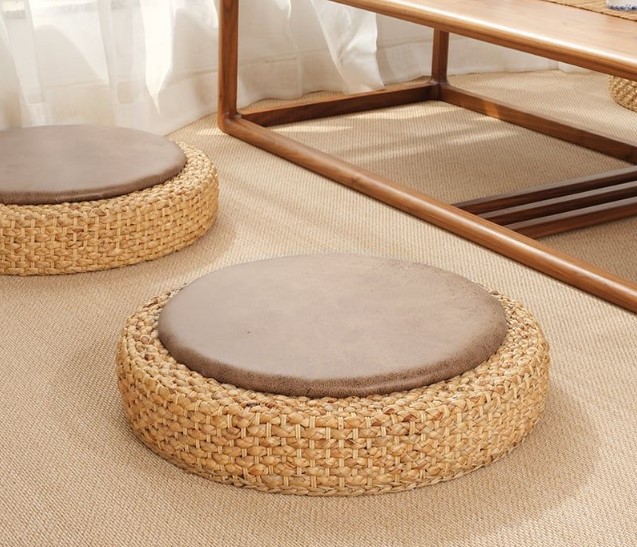 Đôn bệt tròn Nekio phong cách Tatami Nhật Bản 50x10cm( mặt da)