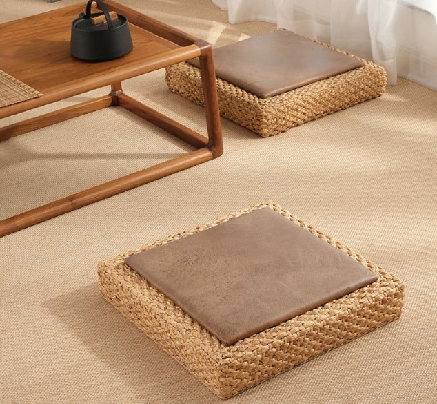 Đôn bệt vuông Nekio phong cách Tatami Nhật Bản 50x50x10cm mặt da